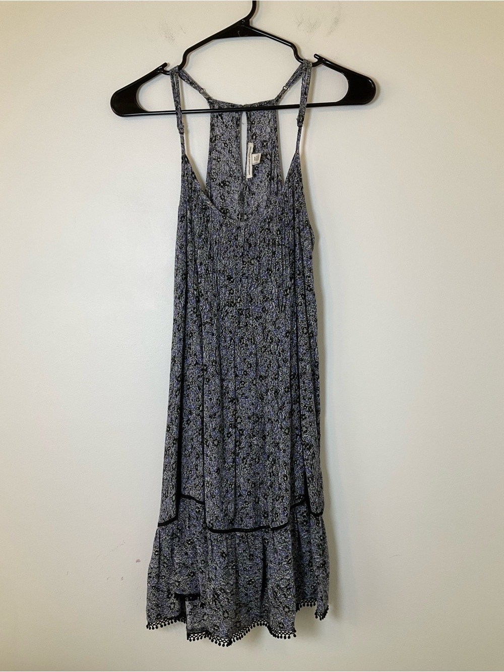 American Eagle Floral Boho Swing Dress Purple Black Size Small